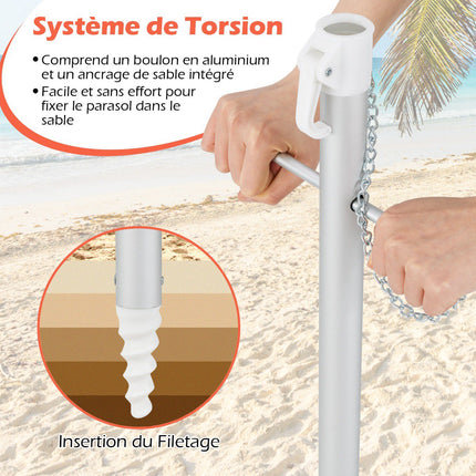 Beach Umbrella 198cm, Tilt, Sand Anchor, Carry Bag