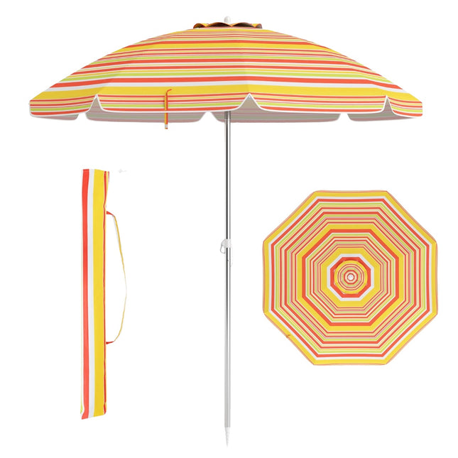 Beach Umbrella 198cm, Tilt, Sand Anchor, Carry Bag