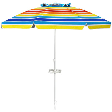 Beach Umbrella 200 cm, Tilt Canopy, Cup Holder, Bag