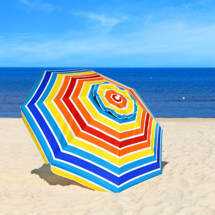 Beach Umbrella 200 cm, Tilt Canopy, Cup Holder, Bag