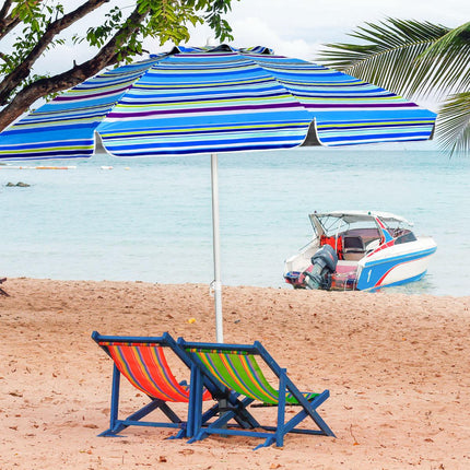 Beach Umbrella 200 cm, Tilt Canopy, Cup Holder, Blue