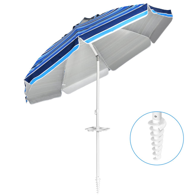 Beach Umbrella 2.2m UPF50+ Portable Sunshade Dark Blue