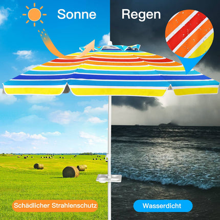 Beach Umbrella 2.2m UPF50+ Portable Sunshade