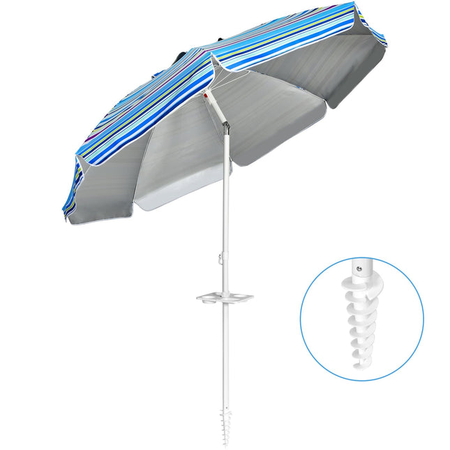 Beach Umbrella 2.2m UPF50+ Sun Protection, Portable