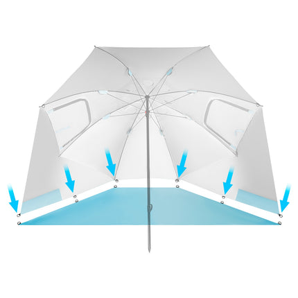 Beach Umbrella Windscreen 2-in-1 XXL 240cm Blue