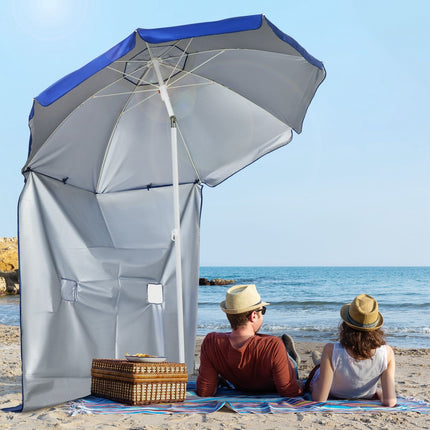 Tiltable parasol 191cm - side wall, pockets, blue