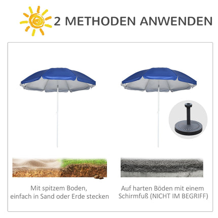 Tiltable parasol 191cm - side wall, pockets, blue