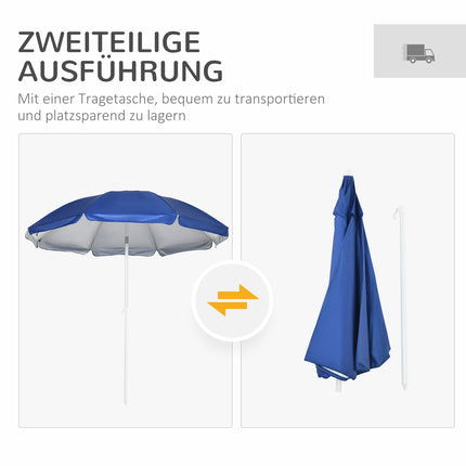 Tiltable parasol 191cm - side wall, pockets, blue