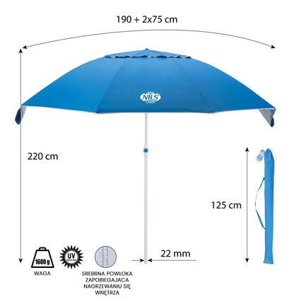 Beach Umbrella XL – 220 cm, UV Protection