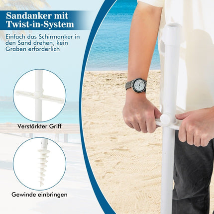 Beach Umbrella with Cup Holder, 200 cm, Tilt Feature