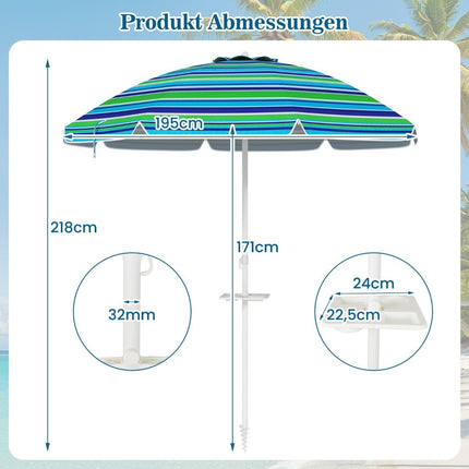 Beach Umbrella with Cup Holder, 200 cm, Tilt Feature