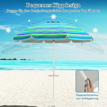 Beach Umbrella with Cup Holder, 200 cm, Tilt Feature