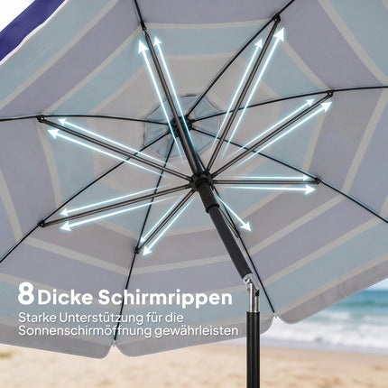 Beach Umbrella with Table, UV30+, Adjustable Tilt
