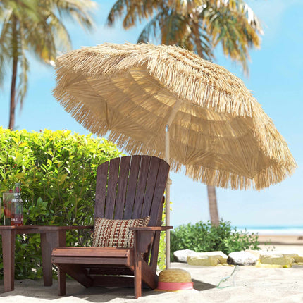 Beach Umbrella with Tiki Roof, Adjustable Height, 155 cm