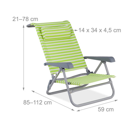 Beach chair with neck pillow - foldable