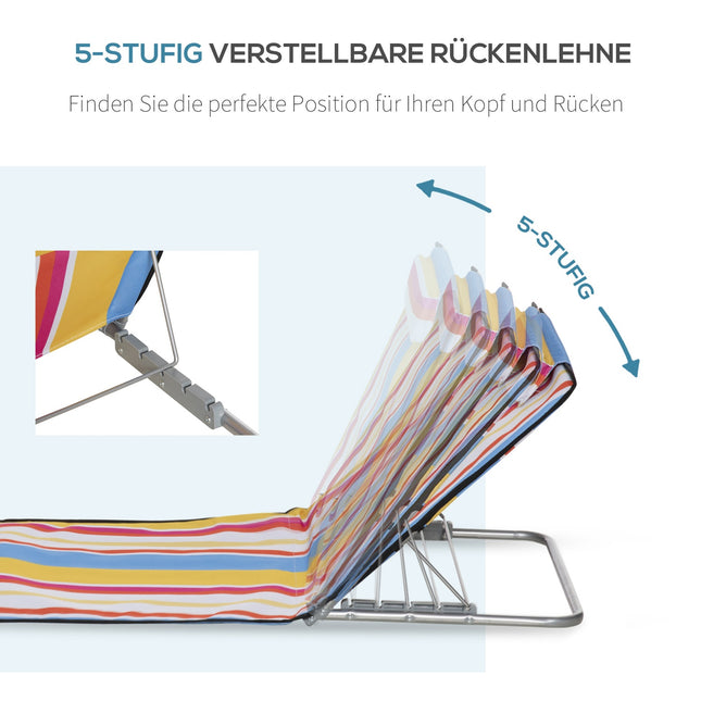 Adjustable beach chair - foldable, with cushions