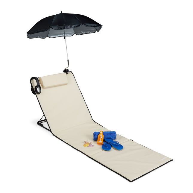 Beach mat with parasol