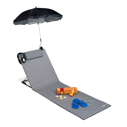 Beach mat with parasol