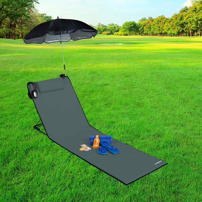 Beach mat with parasol