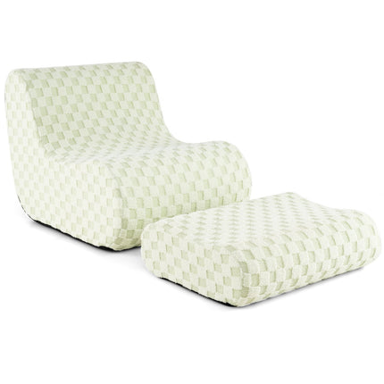 Bean Bag Chair with Ottoman, High-Density Foam, Green