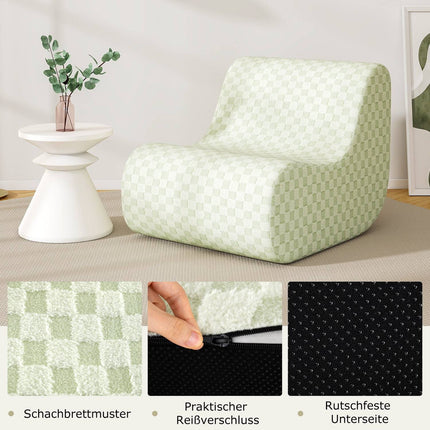Bean Bag Chair with Ottoman, High-Density Foam, Green