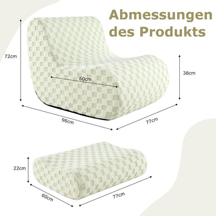 Bean Bag Chair with Ottoman, High-Density Foam, Green