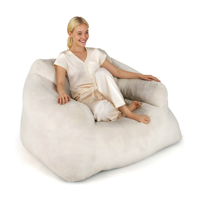 Zitzak met fluwelen hoes, antislip basis, 124x110x68 cm, beige