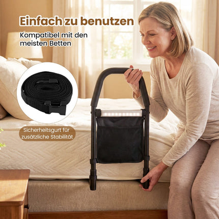 Bed Assist Rail with LED Light and Storage Pocket