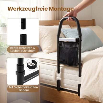 Bed Assist Rail with LED Light and Storage Pocket