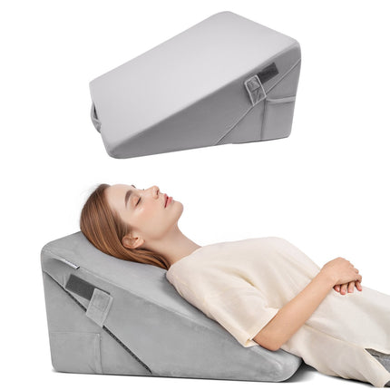 Bed Wedge Pillow, Adjustable Foam, Washable Cover, Gray