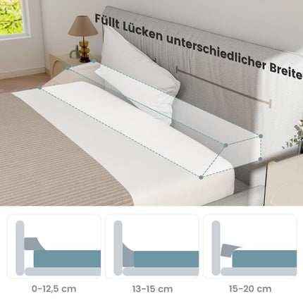Bed Wedge Pillow with Side Pocket – 137 x 25 x 13 cm, Grey