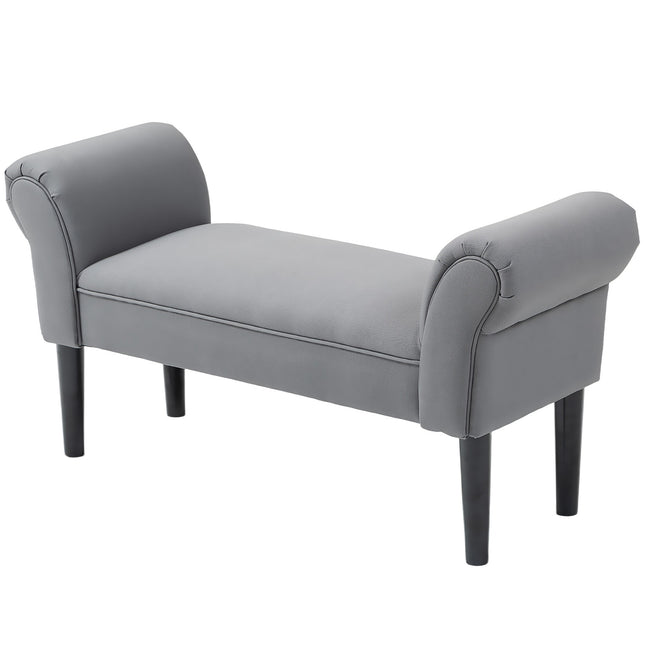 Bedbank, gestoffeerde bank, bank, gangbank voor slaapkamer, draagvermogen tot 130 kg, zeilstof, donkergrijs, 102 x 36 x 51 cm