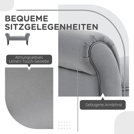 Dark gray upholstered hall bench, 130 kg load, 102x36x51 cm