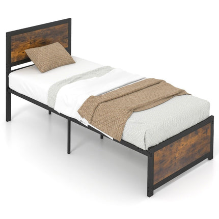 Bed frame 90 x 200 cm Industrial bed frame with headboard & slatted frame
