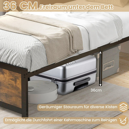 Bed frame 90 x 200 cm Industrial bed frame with headboard & slatted frame