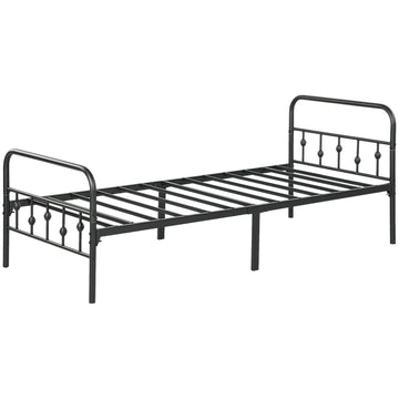 Metal folding bed frame, 200x90 cm, black, 82.5 cm high