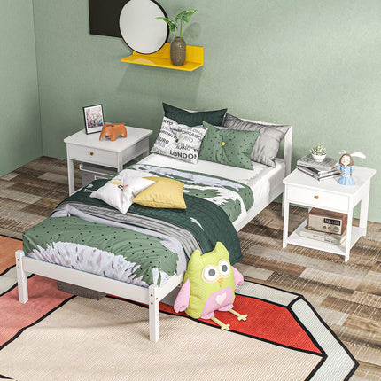 Single bed frame in wood with slats, White, 208x96 cm