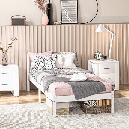 Single bed frame in wood with slats, White, 208x96 cm