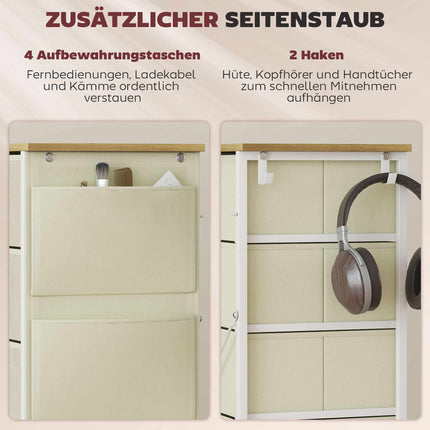 Bedroom Dresser with 5 Fabric Drawers, Steel Frame, Beige