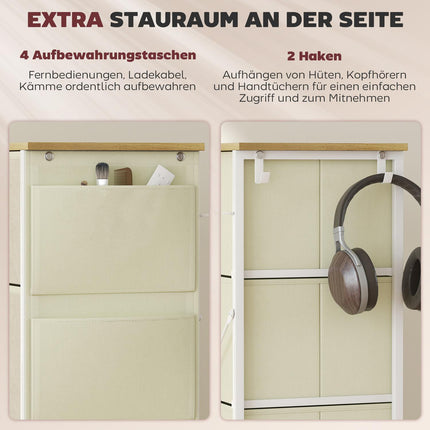 Bedroom Dresser with 8 Fabric Drawers, Steel Frame, Beige