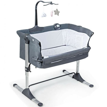 Bedside Bassinet, Foldable, Adjustable Height, Toys, Dark Grey