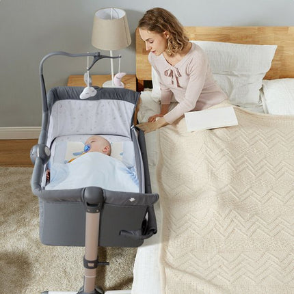 Bedside Bassinet, Foldable, Adjustable Height, Toys, Dark Grey