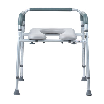 Bedside Commode Chair, Padded Arms, 7-Level, 350 lb
