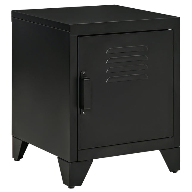 Bedside table in black metal with adjustable shelf 50x40x47.5 cm