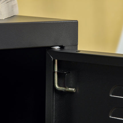 Bedside table in black metal with adjustable shelf 50x40x47.5 cm