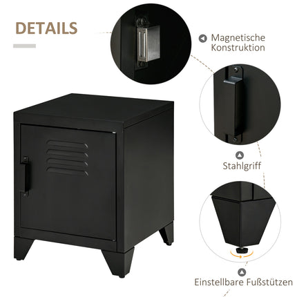 Bedside table in black metal with adjustable shelf 50x40x47.5 cm