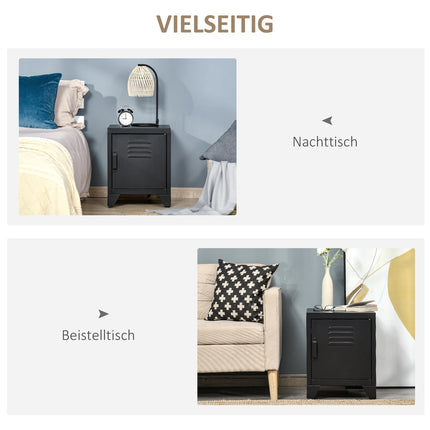 Bedside table in black metal with adjustable shelf 50x40x47.5 cm