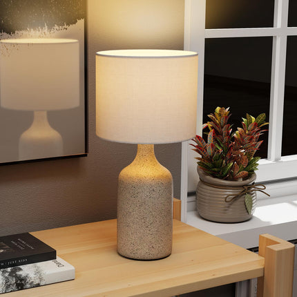 Bedside Table Lamp, Ceramic Base, Linen Shade, 22x45 cm