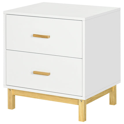 White bedside table with 2 drawers - 50x40x55 cm