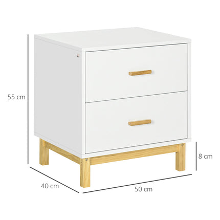 White bedside table with 2 drawers - 50x40x55 cm